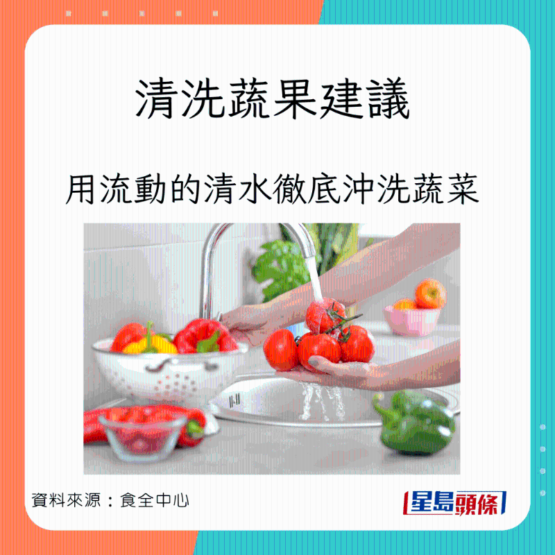 本港食安中心建议清洗蔬菜的方法。
