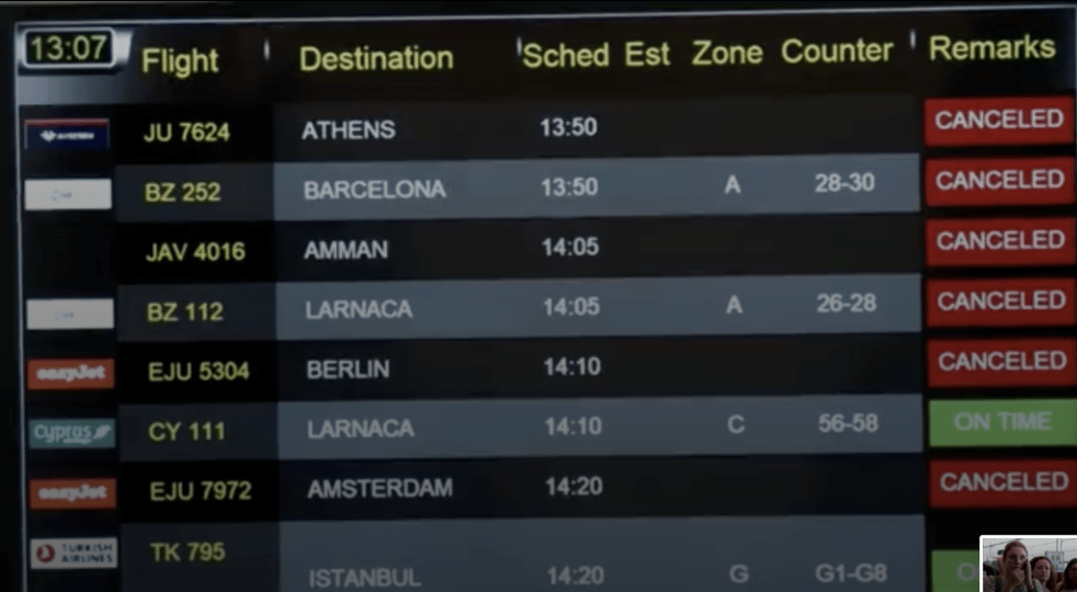 许多航班被取消。 路透社 许多航班被取消。 路透社