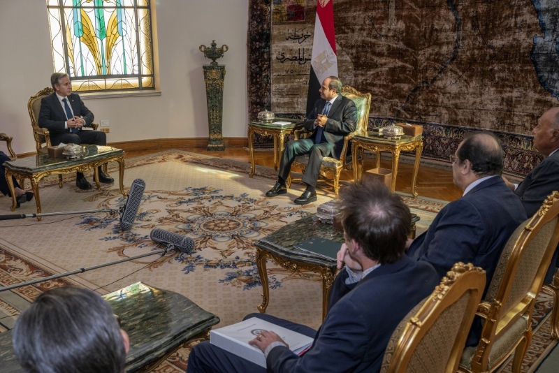 布林肯会晤塞西,塞西指埃及愿意重开拉法关口。 美联社 布林肯会晤塞西,塞西指埃及愿意重开拉法关口。 美联社