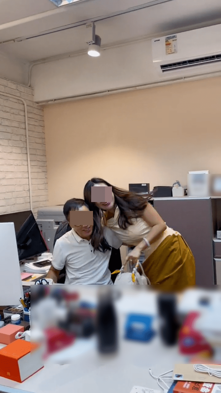 内地妻到办公室找丈夫，两人大晒恩爱。