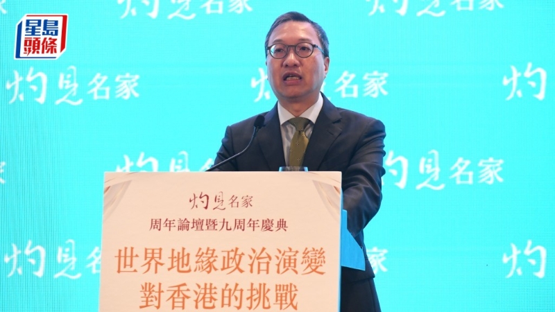 律政司司长林定国出席今日（27日）出席论坛时表示，有信心在明年完23条立法。 何健勇摄