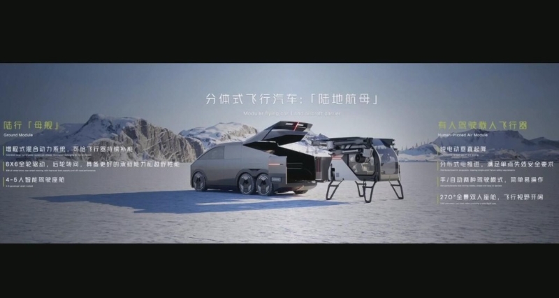 官方正探索分离式飞行车的可行性，而独立飞行器可以自动分离及回舱。