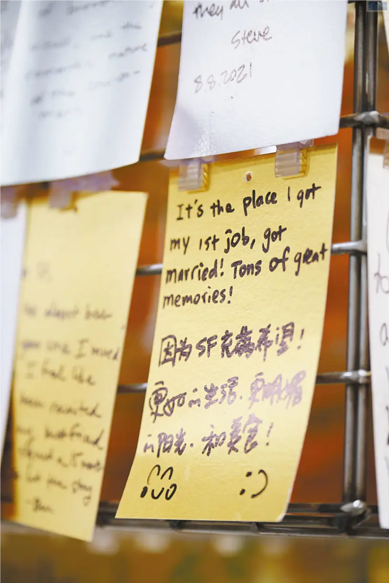 市民写下热爱旧金山的留言装置艺术。 记者彭诗乔摄