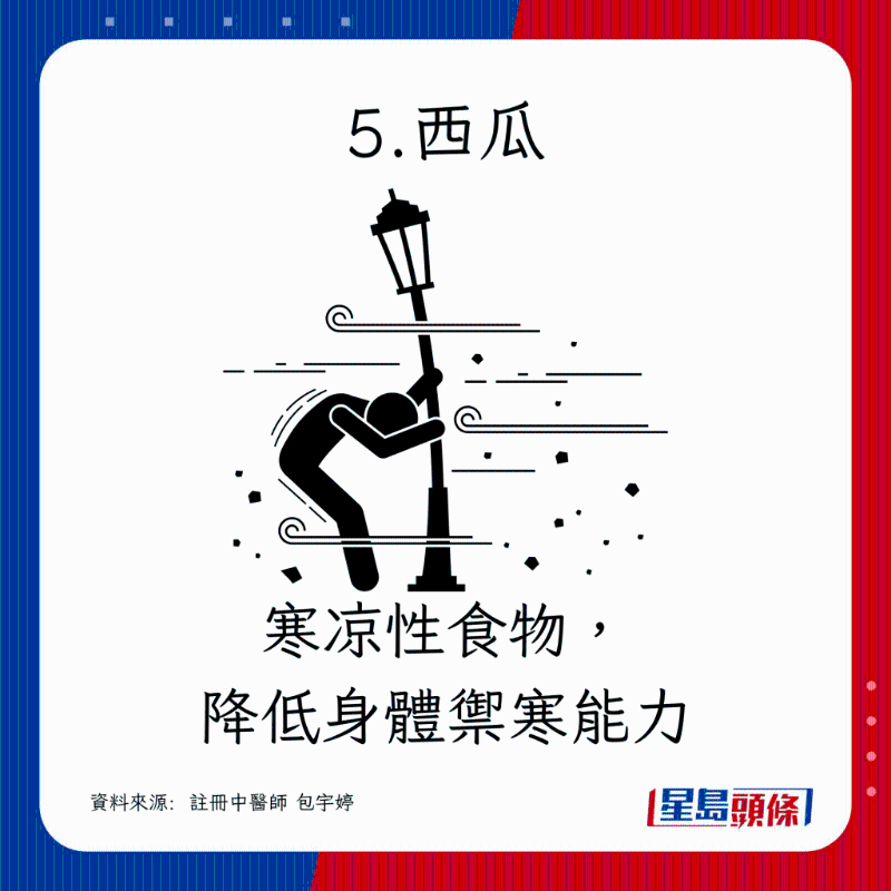 寒凉性食物，降低身体御寒能力