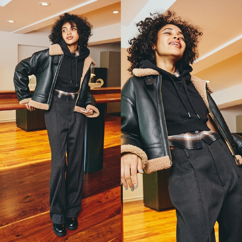 男女装人气秋冬服饰,Faux mouton short flight jacket $399 男女装人气秋冬服饰,Faux mouton short flight jacket $399