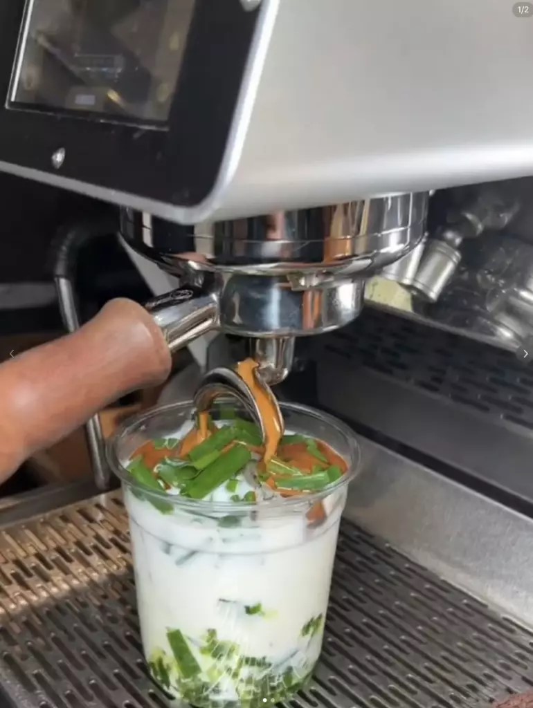 网民普遍质疑“葱香拿铁” 能否成功。 影片截图 网民普遍质疑“葱香拿铁” 能否成功。 影片截图