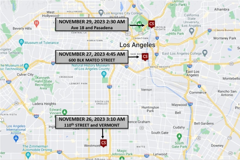 美国洛杉矶4日间发生3宗极相似的凶杀案，疑是连环杀手所为。 LAPD