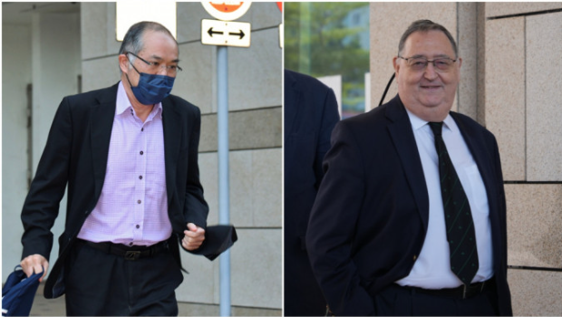 两被告梁永强(左)和Leslie Harry Swann(右)。 两被告梁永强(左)和Leslie Harry Swann(右)。