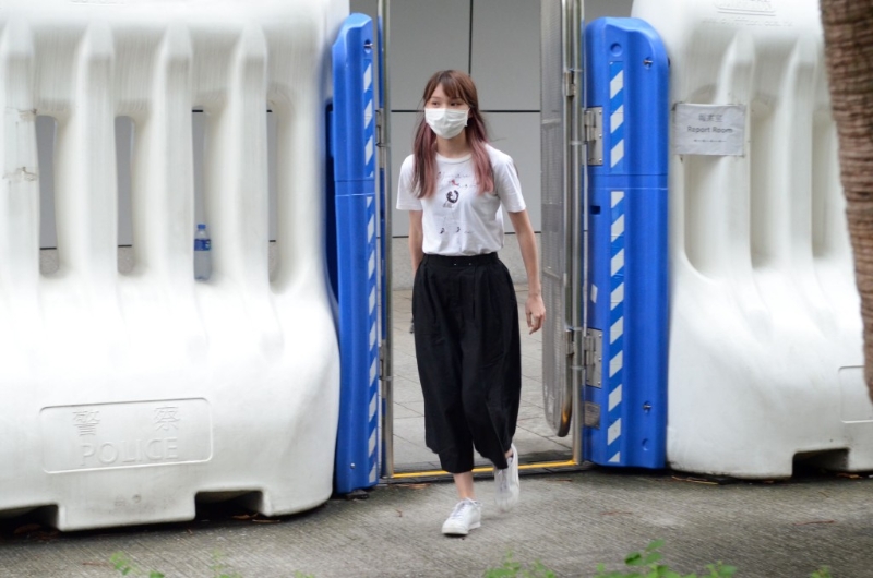 2020年9月1日，周庭到大埔警署报到。资料图片