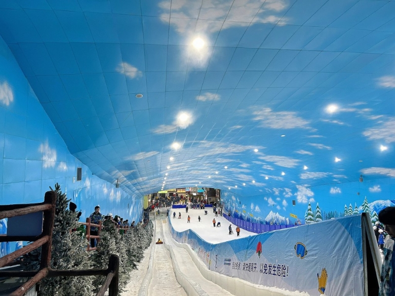 阿尔卑斯冰雪世界分为两大主题区，包括佔地约4万呎的室内滑雪场及嬉雪场以及逾2万呎的溜冰场。（图片来源：小红书@麦豆粒子）