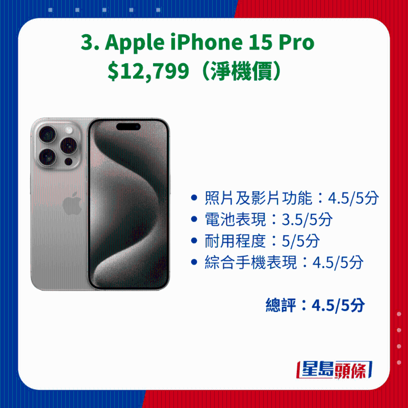 3. Apple iPhone 15 Pro