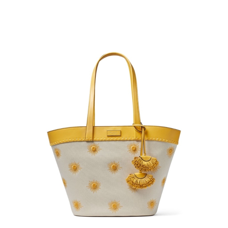 Women The Pier Embroidered Canvas Medium Tote - Yellow：$960（原价$3,000）