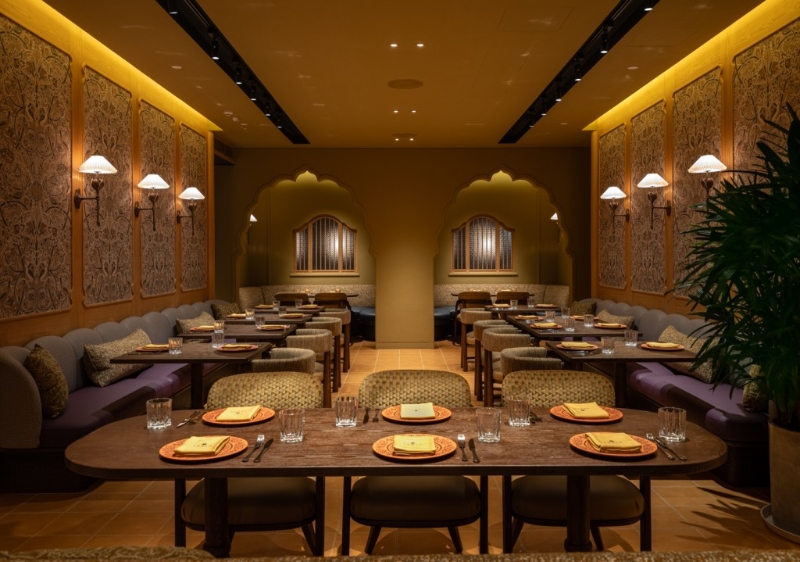 餐厅由著名室内设计师兼建筑师傅厚民（André Fu）与 Manav 携手设计