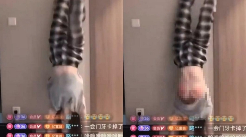 倪闻悦直播表演倒立不慎走光,影片在网上疯传。 倪闻悦直播表演倒立不慎走光,影片在网上疯传。