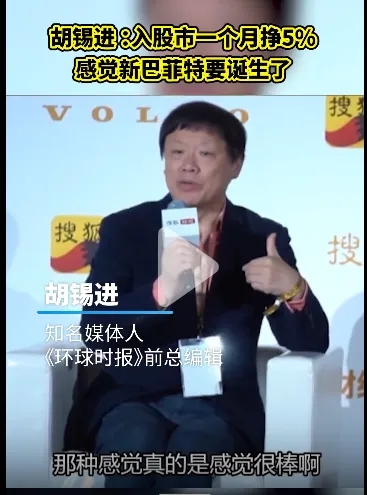 胡锡进曾在股市大赚。