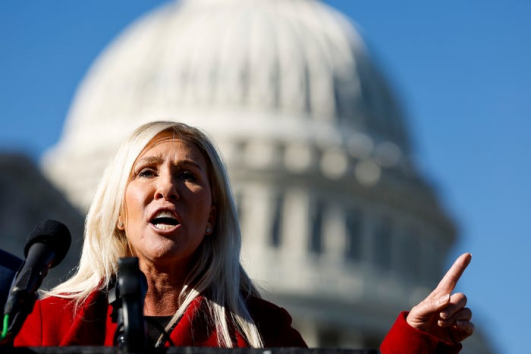 美国佐治亚州共和党众议员马乔丽·泰勒·格林 资料图 图源:美媒 美国佐治亚州共和党众议员马乔丽·泰勒·格林 资料图 图源:美媒