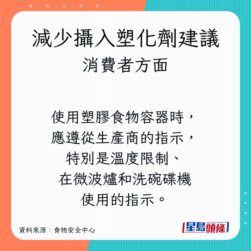 小心使用塑胶食物容器