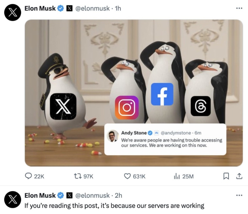 Facebook的竞争对手“X”在这场死机灾难中风平浪静 Facebook的竞争对手“X”在这场死机灾难中风平浪静