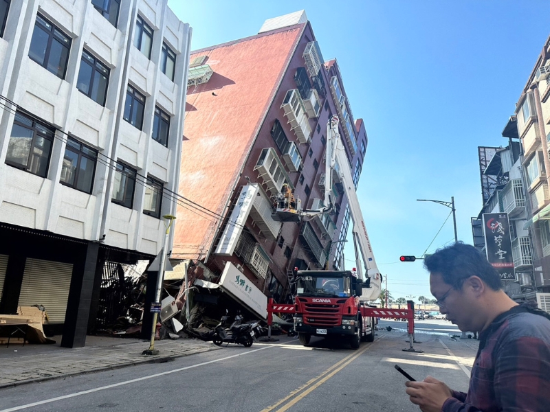 花莲地震，不少房屋受损严重。