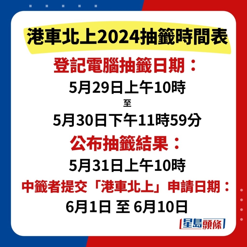 港车北上抽签16