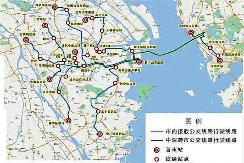 深中跨市公交计划开通2条线路。