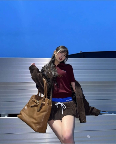 Polo衫衬束绳迷你裙