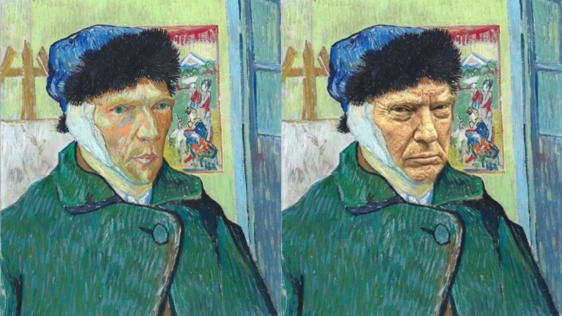 梵高自画像被P成特朗普的脸 梵高自画像被P成特朗普的脸