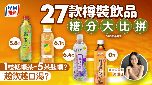 27款瓶装饮品糖分大比拼