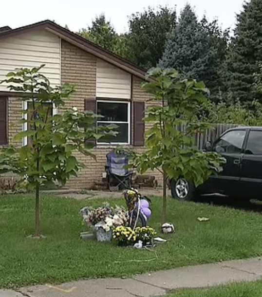 涉案家庭外摆放鲜花 涉案家庭外摆放鲜花