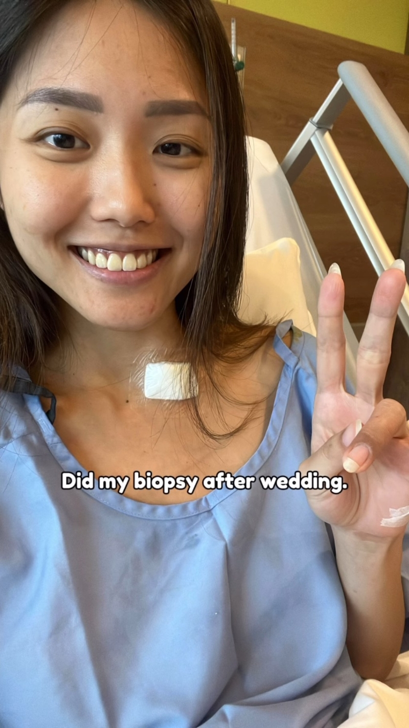 医生在她婚前已曾初步检查指，其颈上肿块有95%的可能性是癌症。