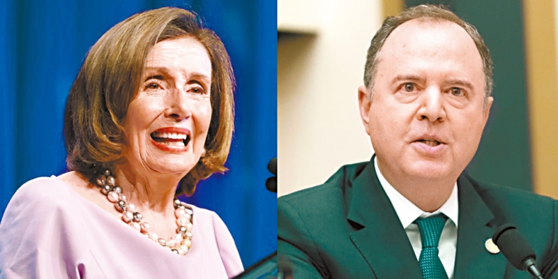 特朗普第三度提出“内部敌人论”,并点名指责普洛西(左)及谢安达(右),事件引发民主党强烈批评。 合并图片 特朗普第三度提出“内部敌人论”,并点名指责普洛西(左)及谢安达(右),事件引发民主党强烈批评。 合并图片