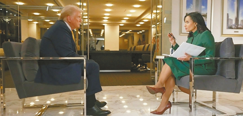 特朗普接受访问。 特朗普接受访问。