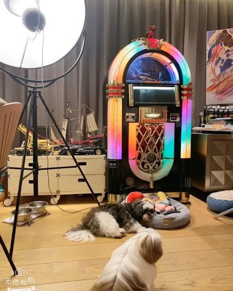 别墅内怀旧点唱机，玩味十足。