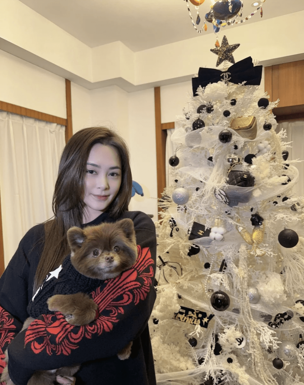 歌手钟欣潼(阿娇)早前意外曝光家中的“CHANEL圣诞树”。 歌手钟欣潼(阿娇)早前意外曝光家中的“CHANEL圣诞树”。