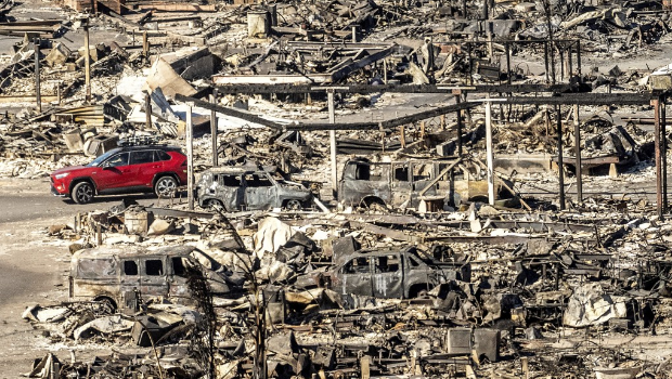 帕萨德纳山火灾区有如废墟。