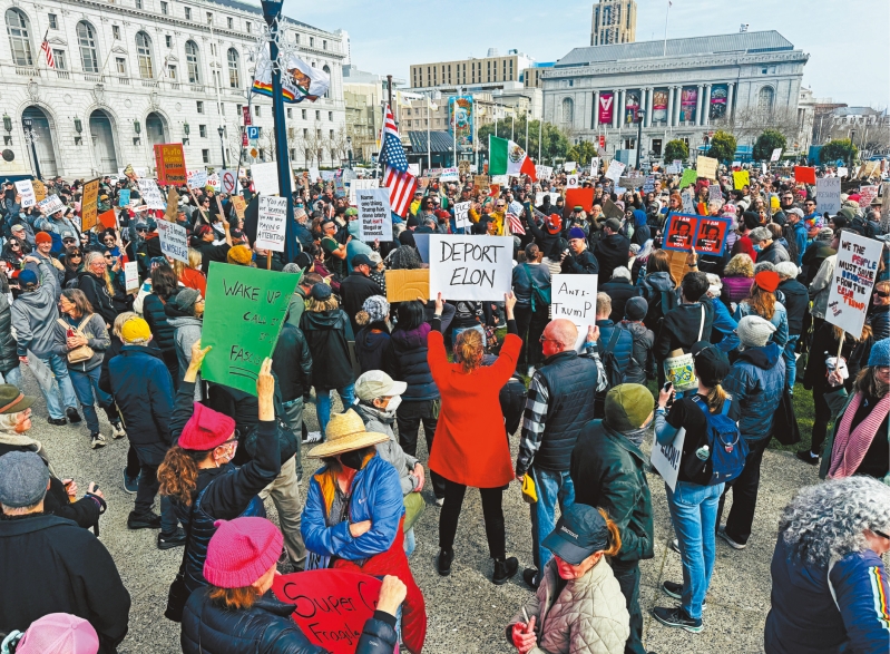 抗议特朗普马斯克行动。