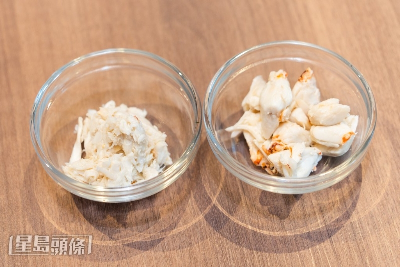 以不同部位的蟹肉入馔。