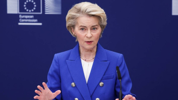 欧盟委员会主席冯德莱恩宣布实施“重新武装欧洲”计划。路透社 欧盟委员会主席冯德莱恩宣布实施“重新武装欧洲”计划。路透社