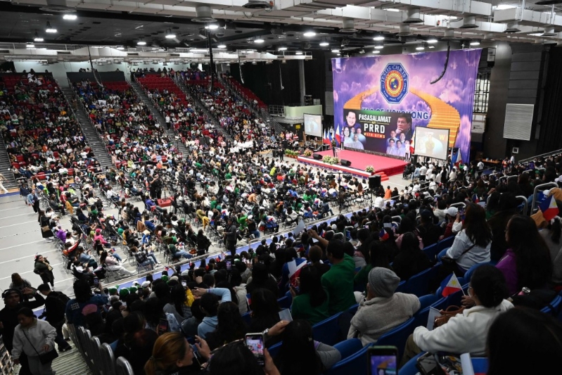 二千多名在港菲律宾工作人士入场参与大会。AFP