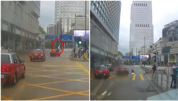 尖沙咀女游客冲马路遭兰博基尼撞飞 尖沙咀女游客冲马路遭兰博基尼撞飞