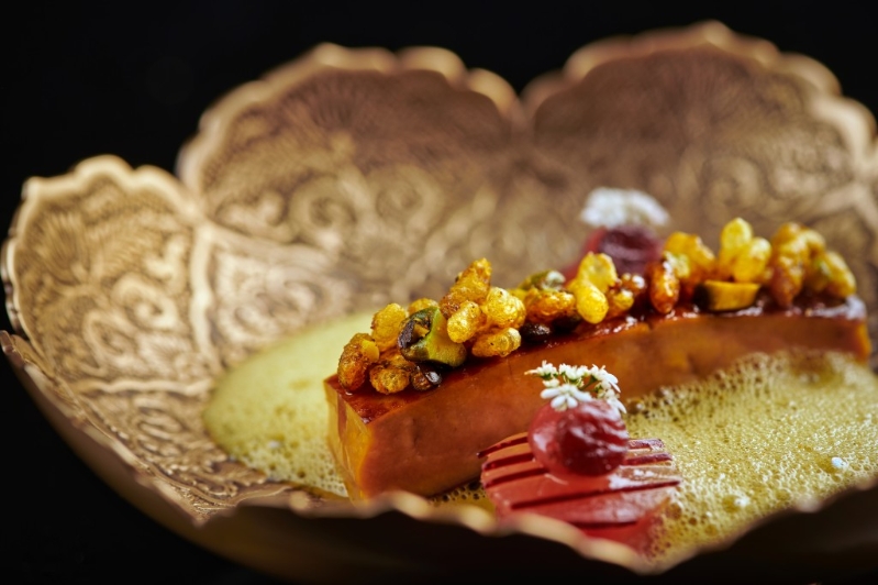 Foie Gras with Smoked Lentils and Vadouvan Curry Foam