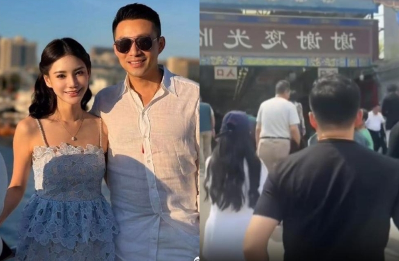 汪小菲一家5口逛市场，玥儿（右图左）今过11岁生日。（图／翻摄自微博）