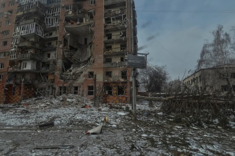 图为乌克兰顿内茨克建筑物被俄罗斯摧毁。路透社