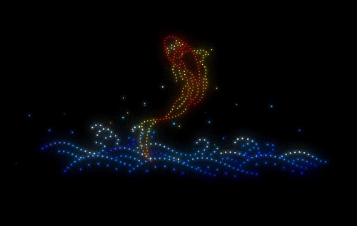 天后诞。 无人机组成海浪,色彩绚丽大鱼从海浪蜿蜒腾跃, 继而编织成传统花炮,向市民旅客传递祝福。 模拟图片 天后诞。 无人机组成海浪,色彩绚丽大鱼从海浪蜿蜒腾跃, 继而编织成传统花炮,向市民旅客传递祝福。 模拟图片