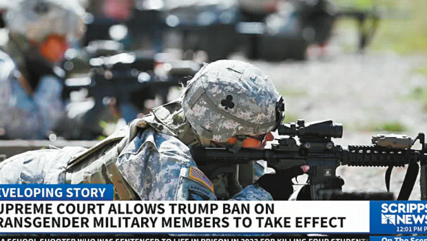最高法院6日推翻下级法院暂缓执行的裁决，允许诉讼期间特朗普政府可实施跨性别参军禁令的政策。