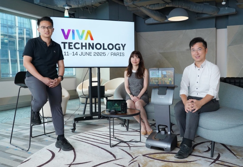 香港科技园公司首席市务总监陈汉欣（中）将率团参展，参展商包括Pointfit行政总裁林坚（左）、博歌科技行政总裁林朗熙（右）。 叶伟豪摄