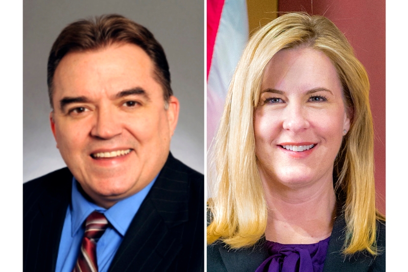 明尼苏达州众议会议员霍特曼（Melissa Hortman，上图右）与丈夫14日遭57岁男子博尔特（Vance Boelter）枪杀身亡，议员霍夫曼（John Hoffman，上图左）与妻子遭枪击后倖存。（美联社）