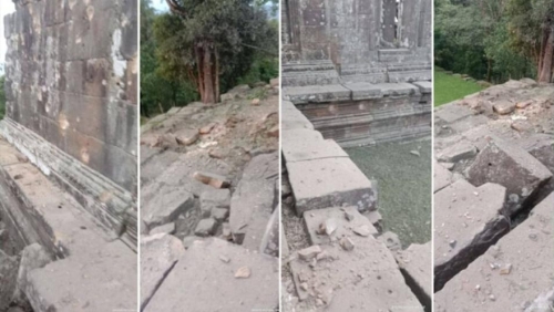 柬军指控泰军炮火猛烈攻击柏威夏寺,令到该寺损毁 柬军指控泰军炮火猛烈攻击柏威夏寺,令到该寺损毁