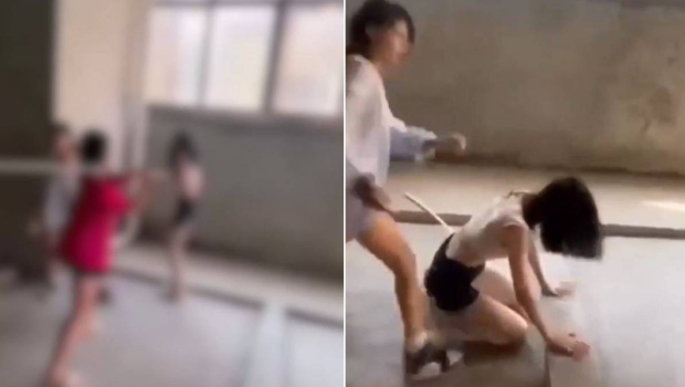 受害女童被逼脱剩胸围，遭各种暴力施虐。