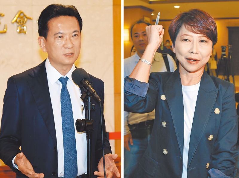 民进党“立委”林俊宪（左）、陈亭妃（右）。